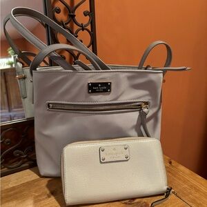 Kate Spade Cobble Hill Beige Leather Crossbody Bag with matching Leather Wallet